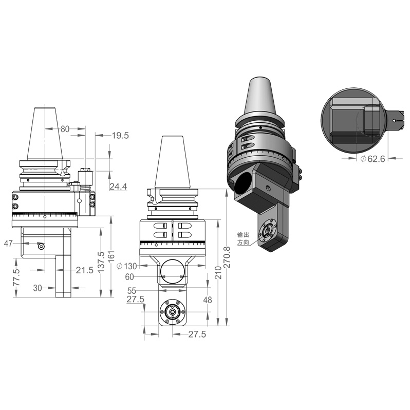 DK90-BT50-D48 Forward Turning Calipers