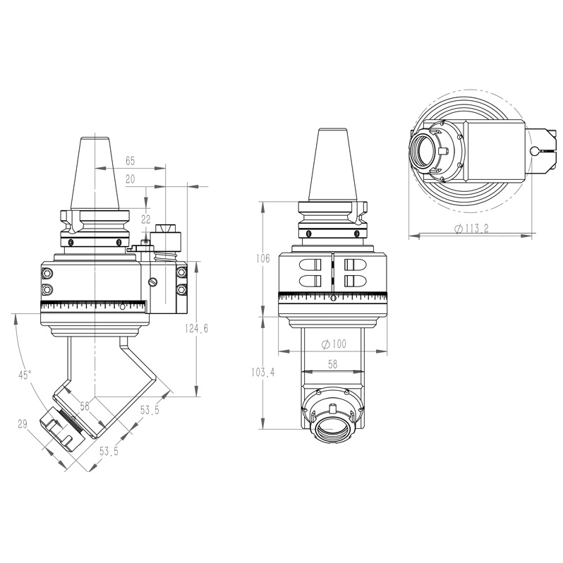 DK45-BT40-ER25-45 Degrees